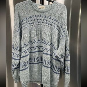 Blue and Gray Patterned Sweater